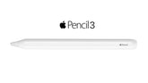Apple Pencil 3 shown horizontally on a plain white background, with the Apple logo and 'Pencil 3' text above it.