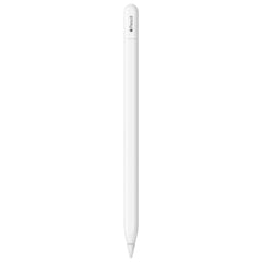 A white stylus pen with a small black printed logo and text near the top, centered vertically on a plain white background.