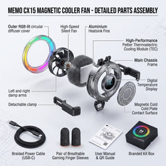MEMO CX15 Magnetic Semiconductor Mobile Phone Cooler with RGB Digital Display