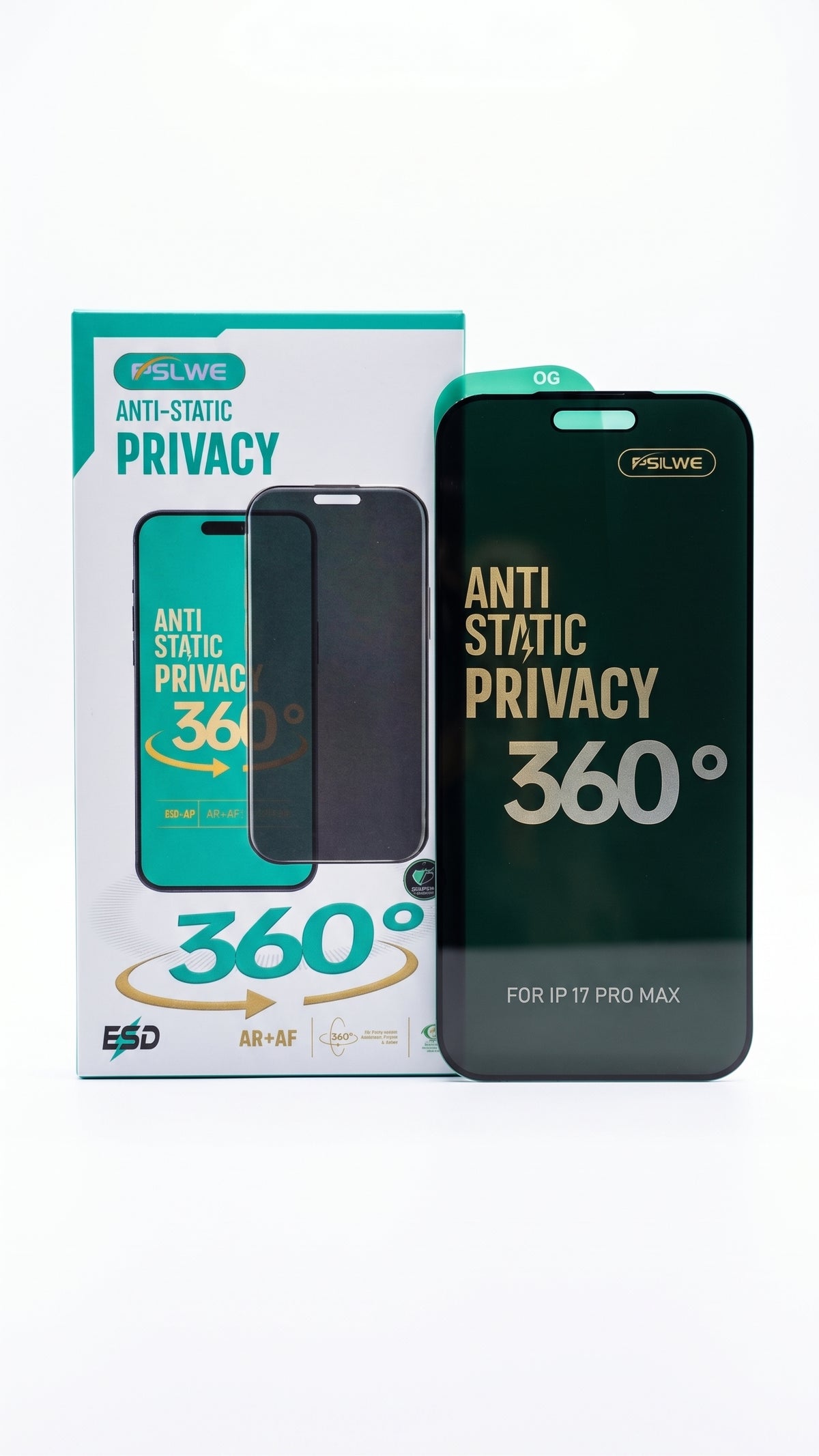 PSLWE Anti-Static 360° Privacy OG Tempered Glass Screen Protector