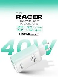 sovo sg 250 racer series 40w super fast charger – dual port (pd 20w + usb 20w) with multi protocol support sovo sg 250 racer series 40w super fast charger – dual port (pd 20w + usb 20w) with multi protocol support