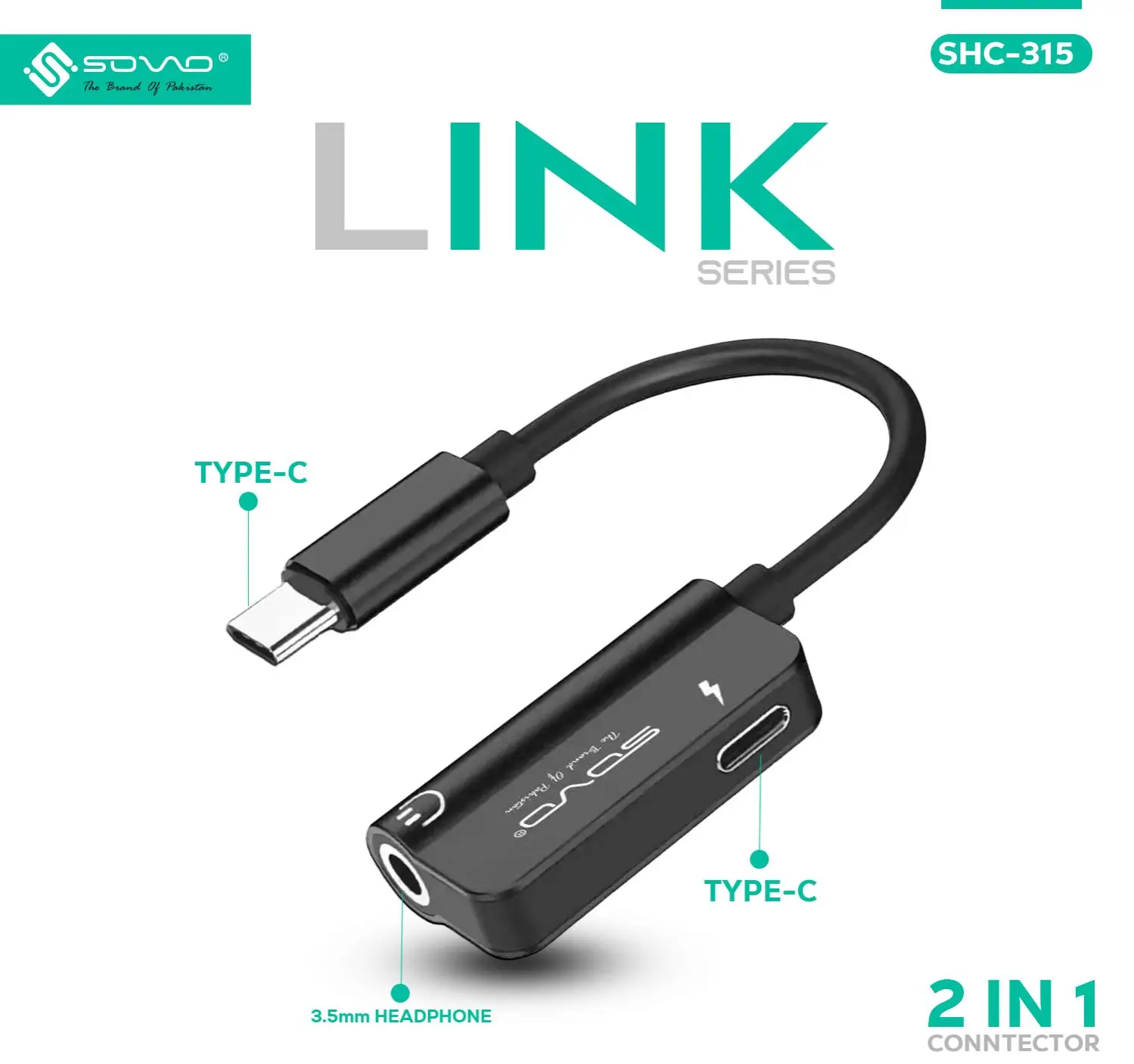 shc 315 lin hf + charging connector SHC-315 LIN 2 in 1 Handsfree Audio and Fast Charging Splitter Adapter
